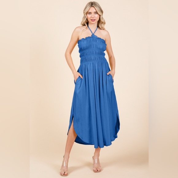 Culture Code Tie Back Shirring Dress with Pockets 10010068147 - Picture 1 of 3